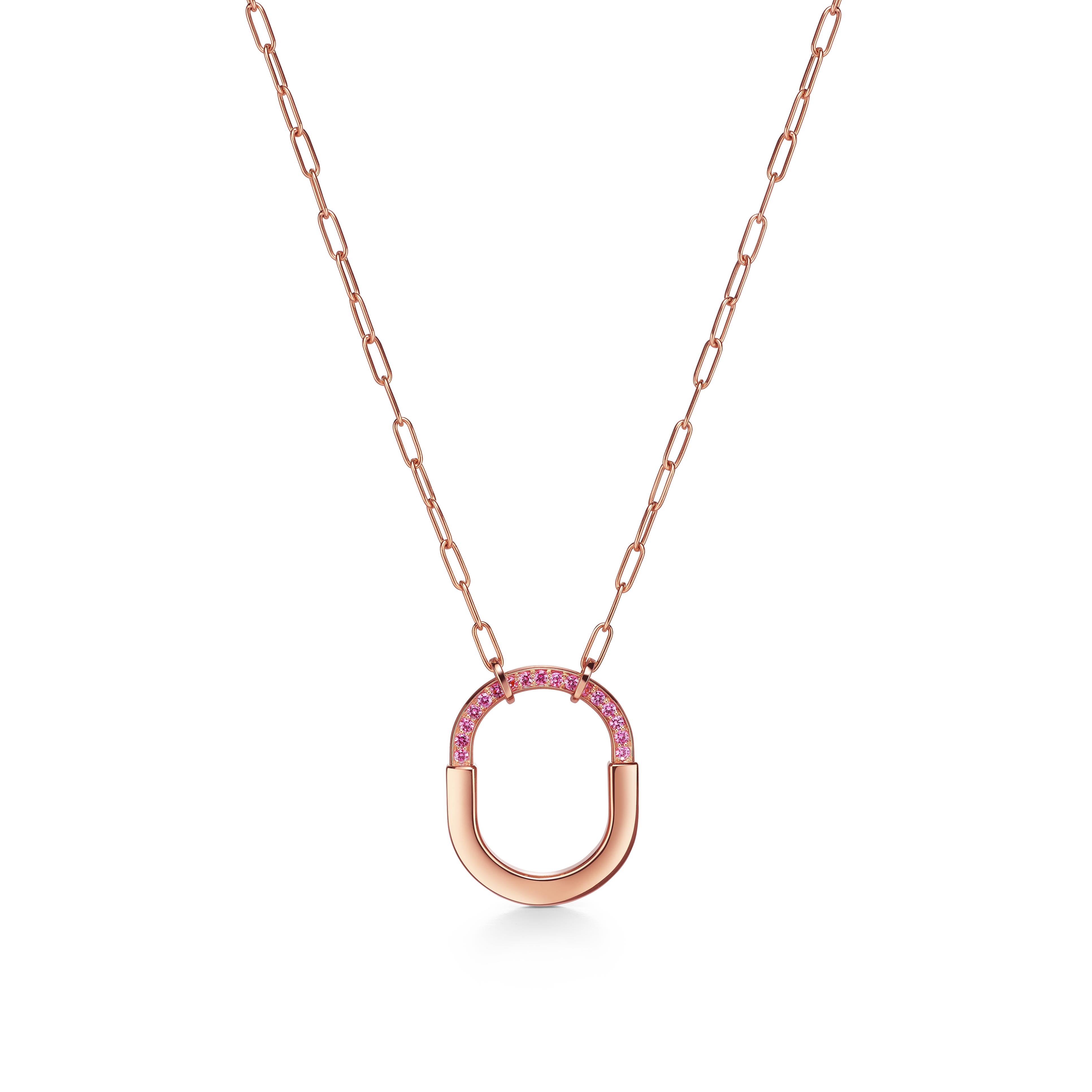 Tiffany Lock ROSÉ Edition medium pendant in 18k rose gold with pink