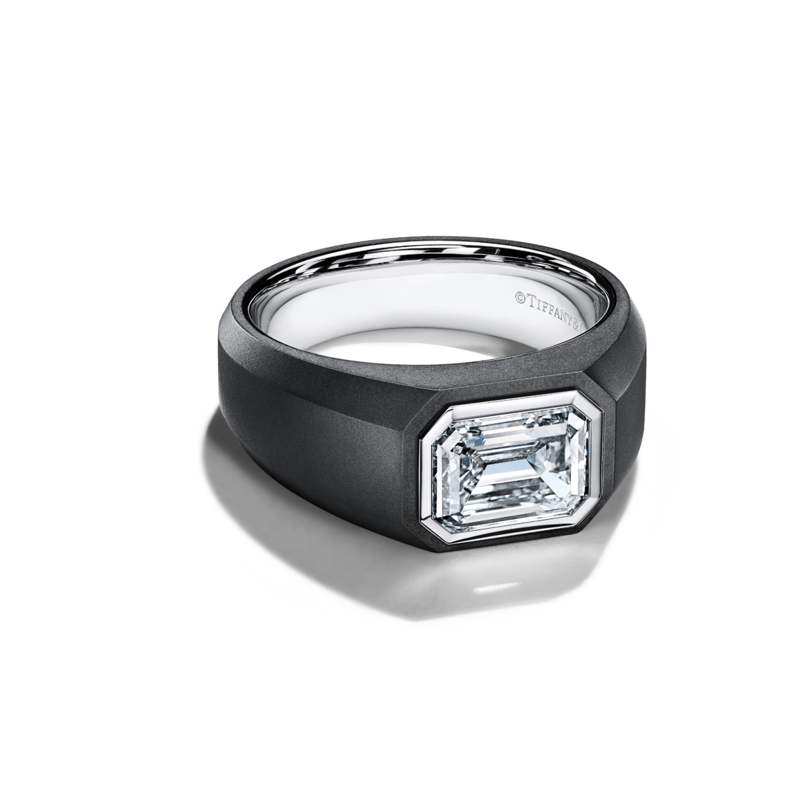 The Charles Tiffany Setting engagement ring in black titanium and