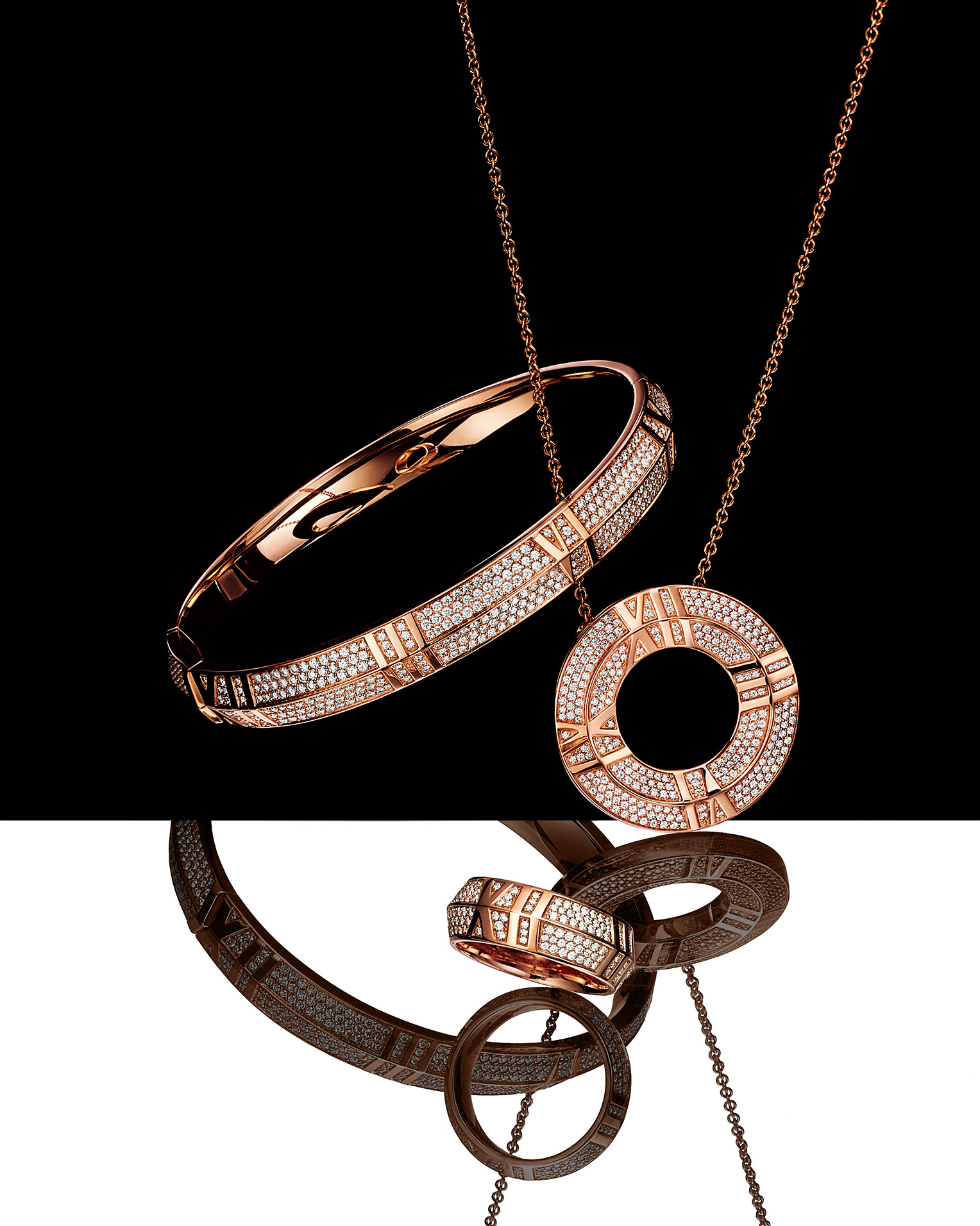 GARNI　Bangle Tiffany Lock Bangle in Rose Gold with Diamond Accents