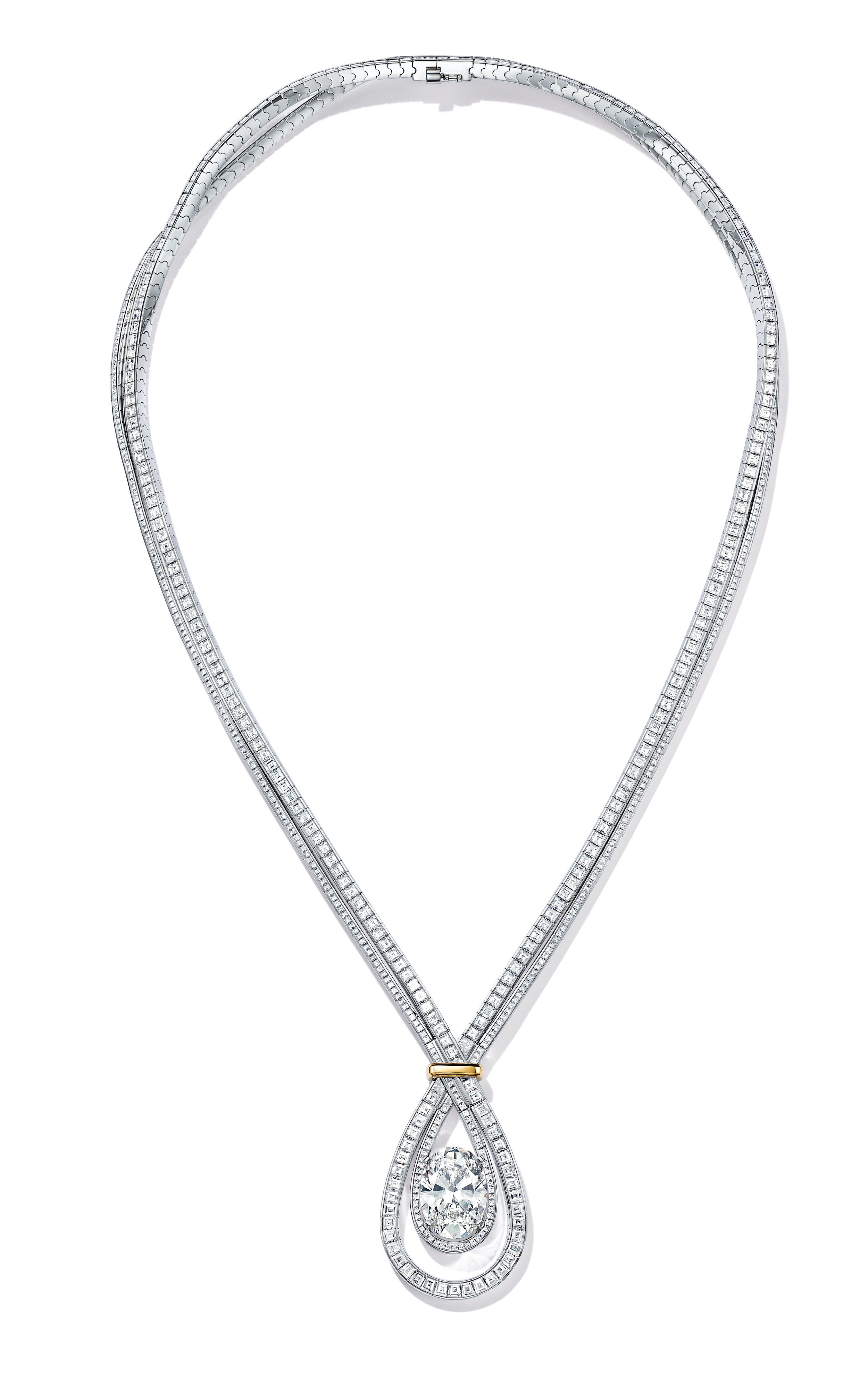 Necklace In Platinum With A Diamond, Over 12 Carats And Diamonds. - Tiffany