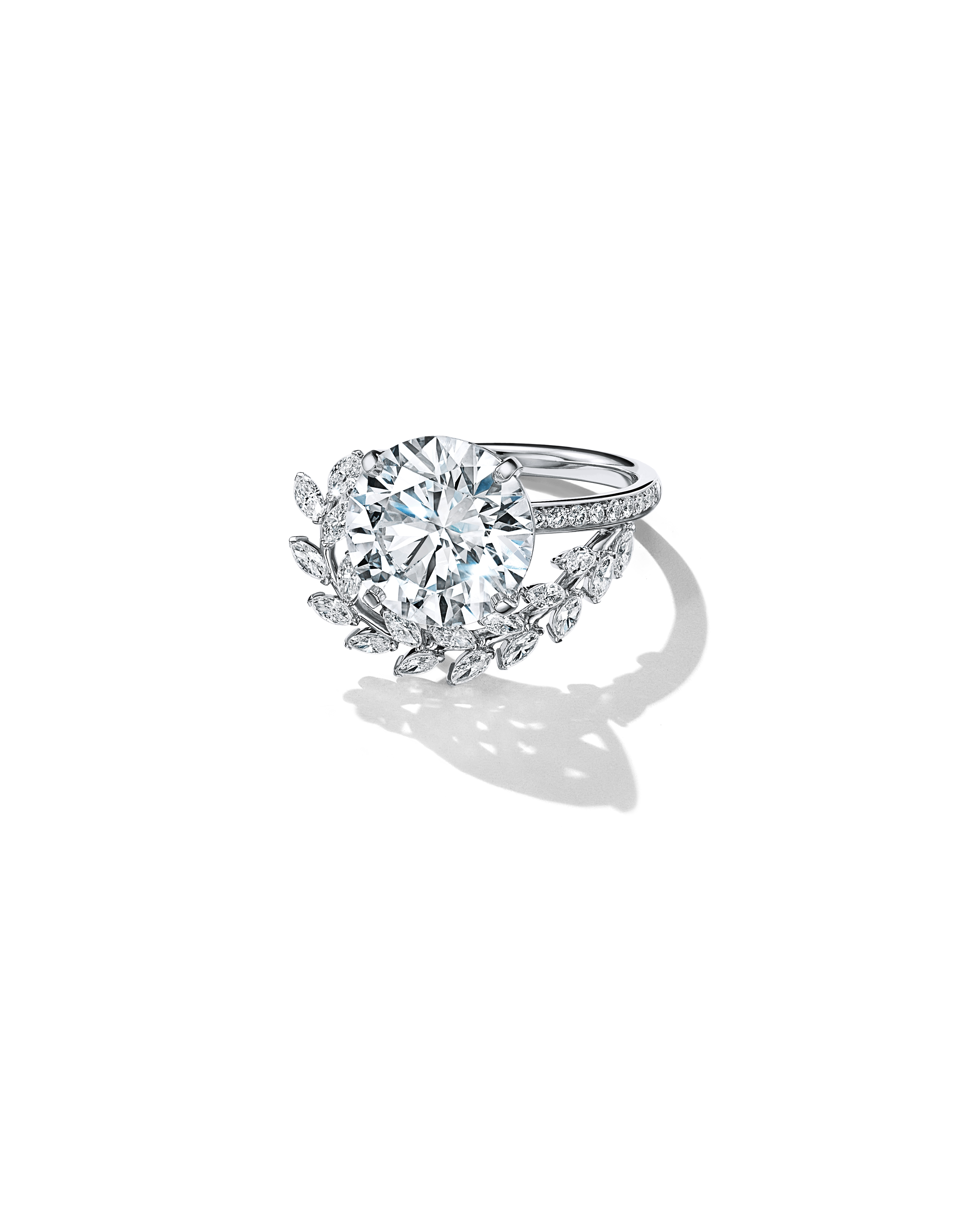 Tiffany Victoria® Diamond Vine engagement ring in platinum with a round