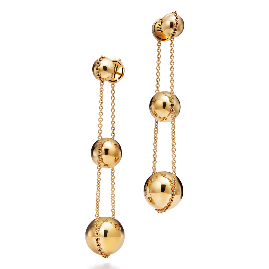 Tiffany HardWear bead double drop earring in 18k yellow gold Tiffany