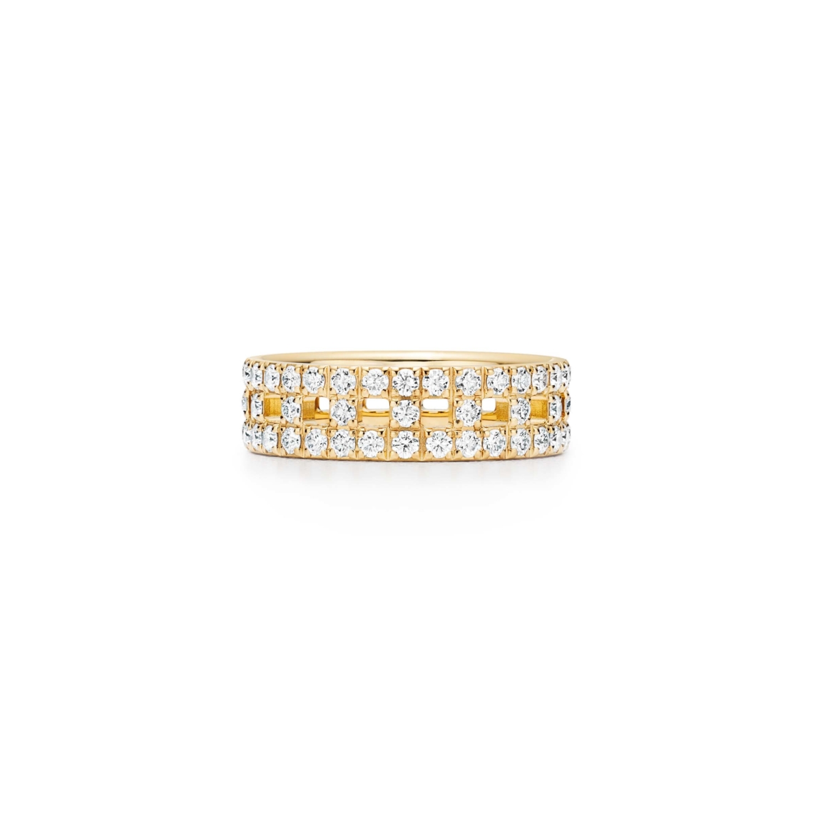 Tiffany T True narrow ring in 18k gold with pavé diamonds - Tiffany