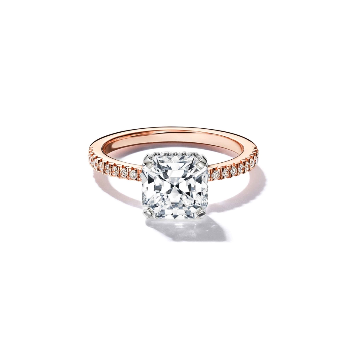 Tiffany True® Engagement Ring With A Tiffany True® Diamond And A Diamond Band In 18k Rose Gold 3984